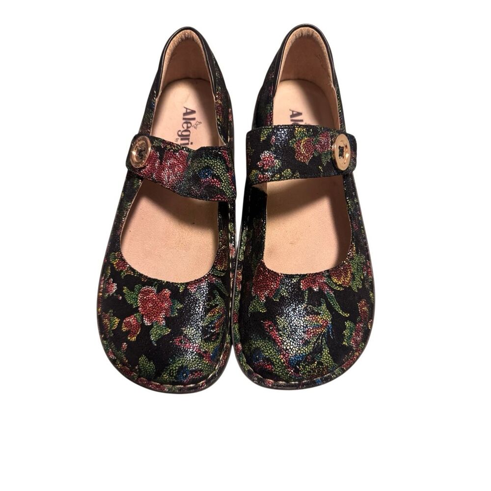 Algeria floral metallic black size 10.5 women’s Mary Jane’s platform - EUC
